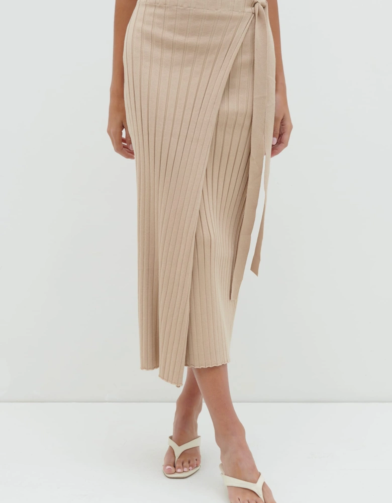 Hallie Wrap Midaxi Skirt - Beige