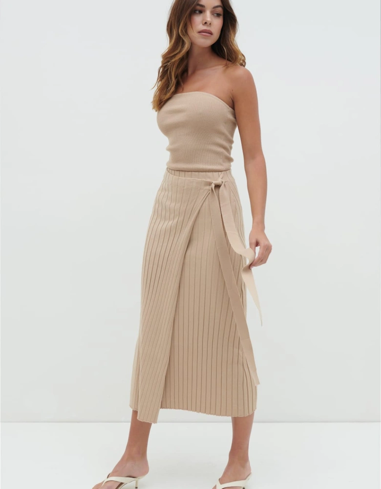 Hallie Wrap Midaxi Skirt - Beige