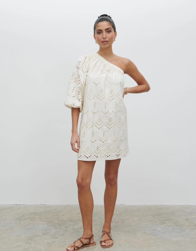 Fawn Broderie Mini Dress - Natural