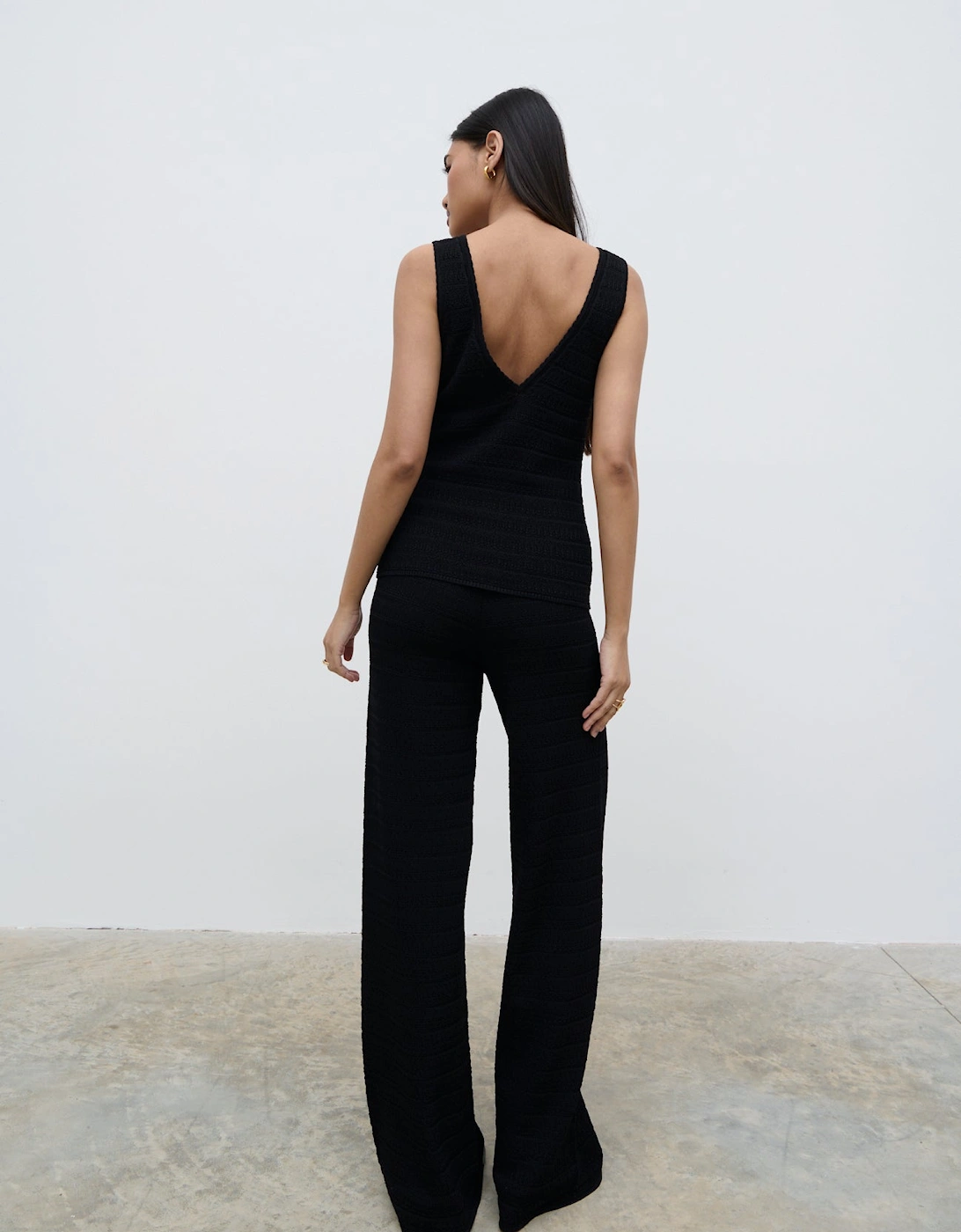 Bridget Crochet Knit Top - Black