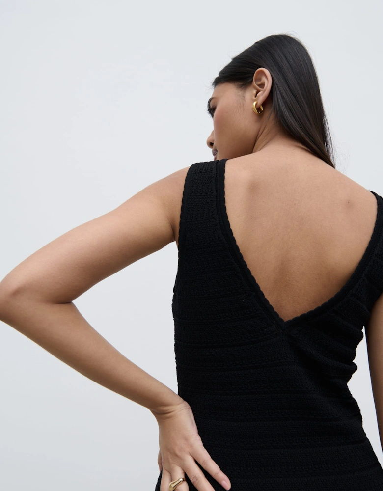 Bridget Crochet Knit Top - Black
