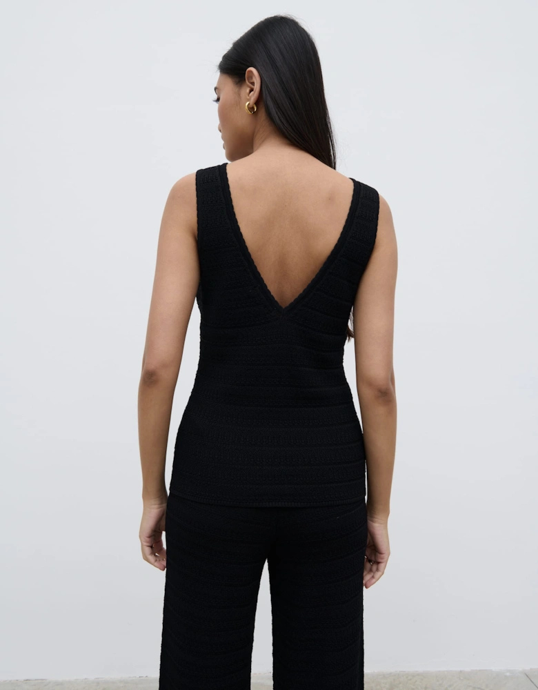Bridget Crochet Knit Top - Black