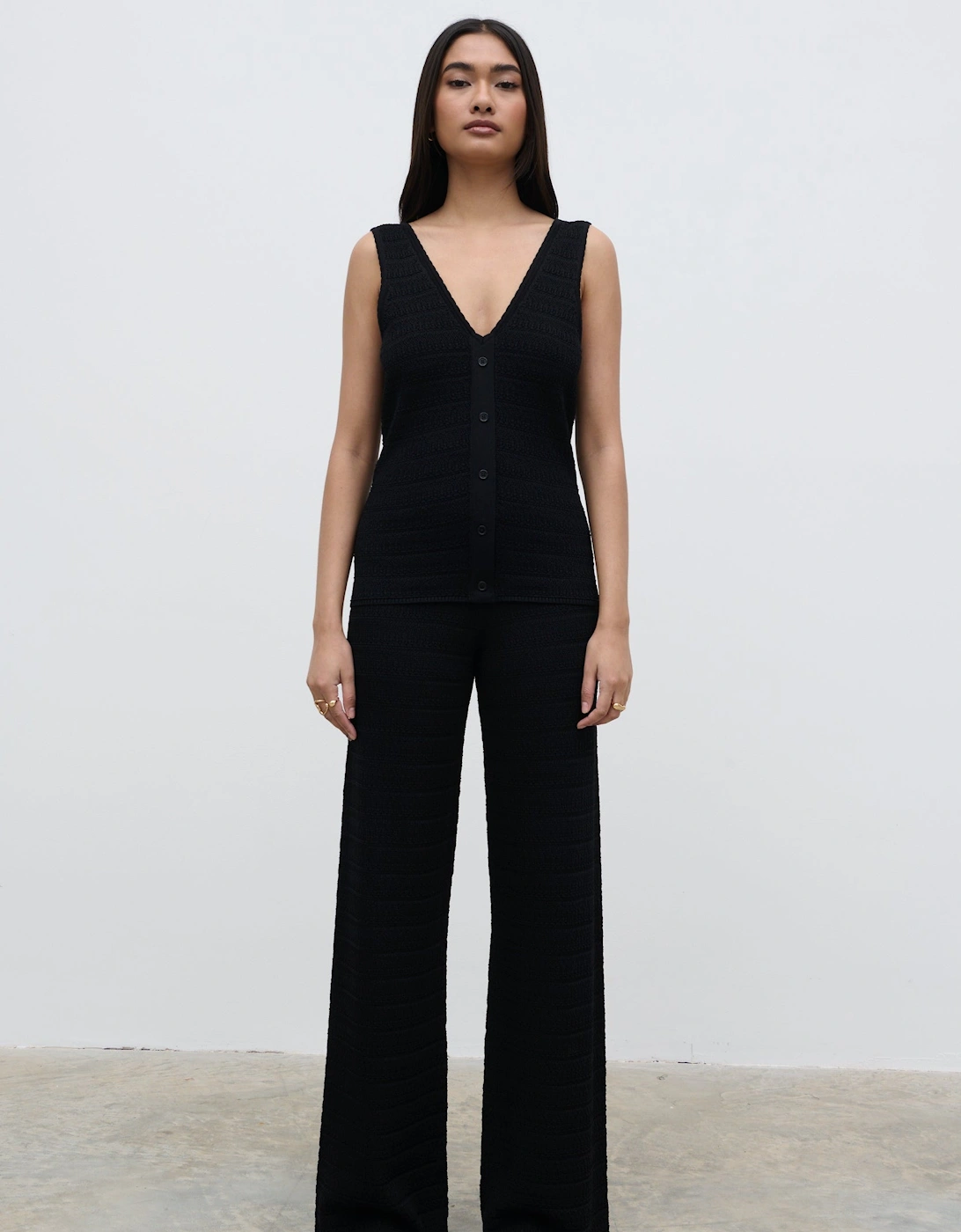 Bridget Crochet Knit Top - Black