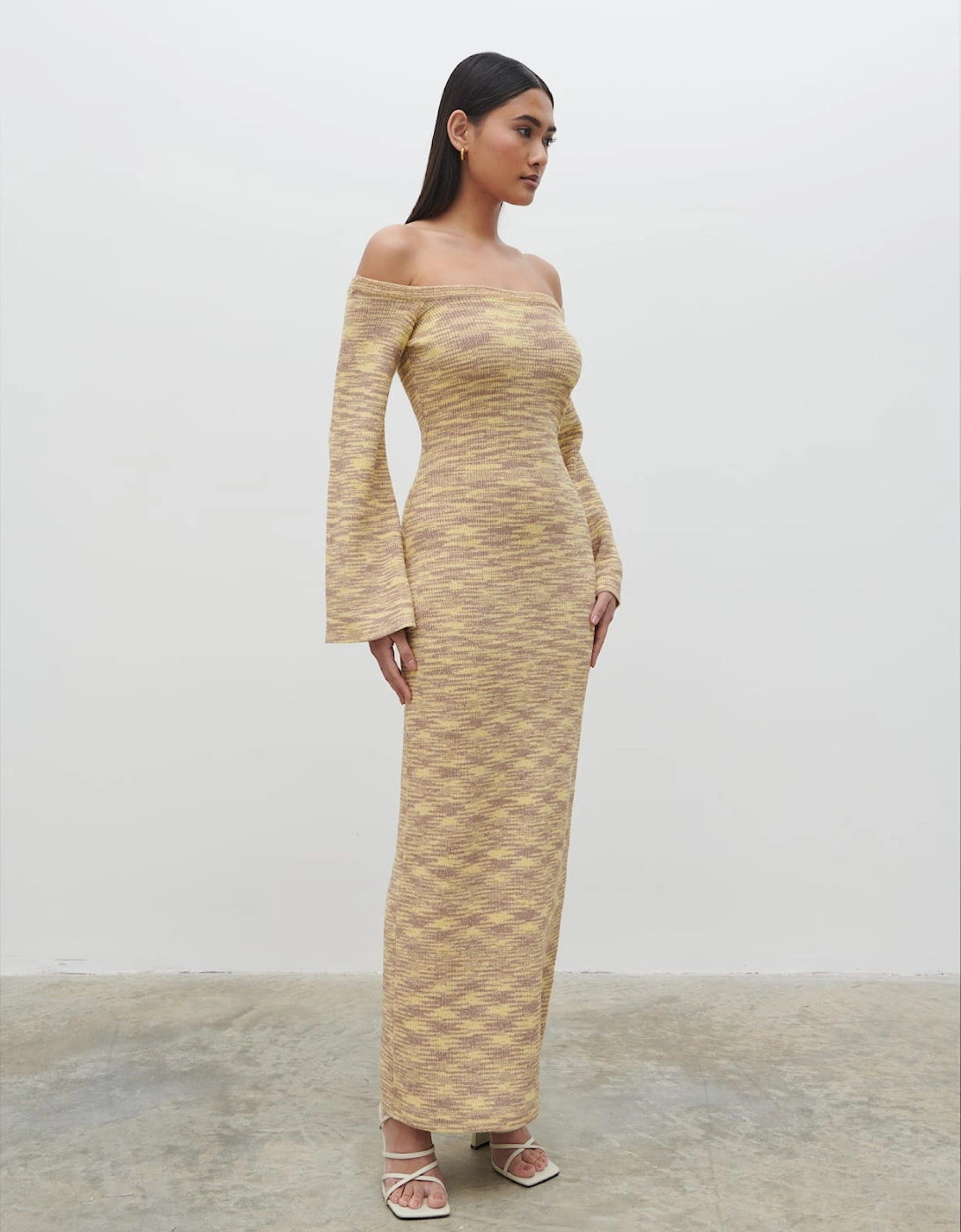 Joanna Bardot Knit Maxi Dress - Lemon Melange