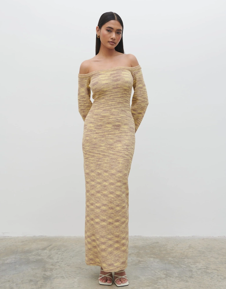 Joanna Bardot Knit Maxi Dress - Lemon Melange