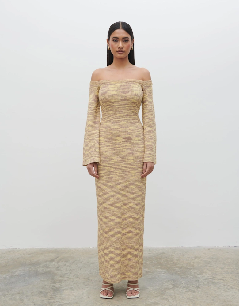 Joanna Bardot Knit Maxi Dress - Lemon Melange