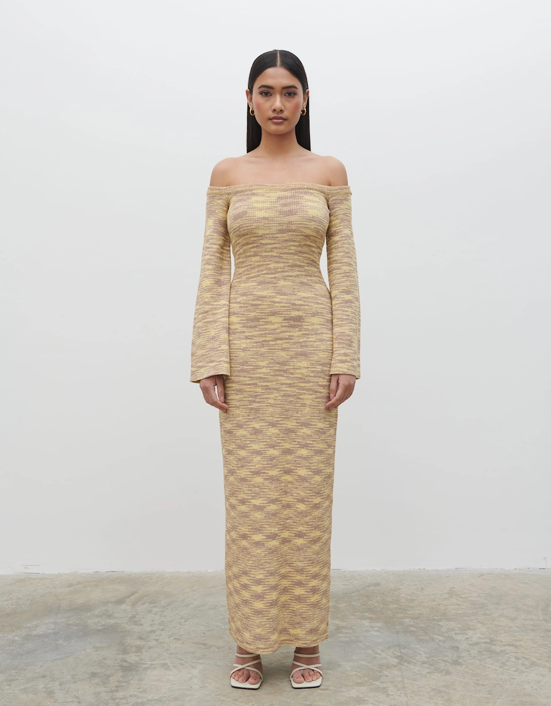Joanna Bardot Knit Maxi Dress - Lemon Melange
