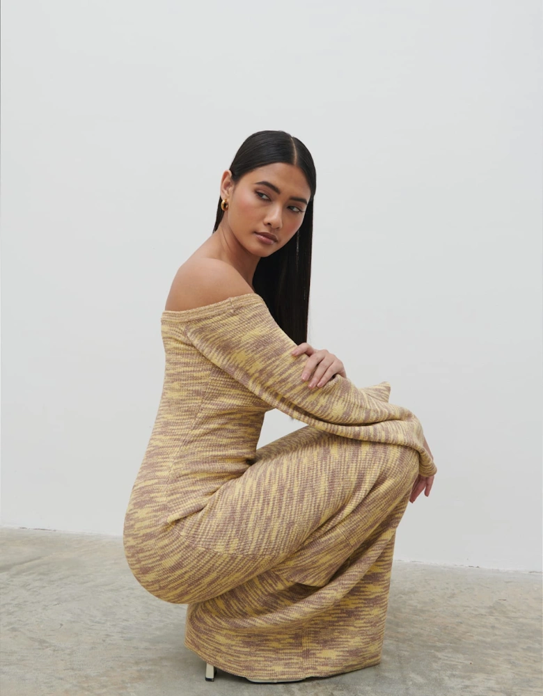 Joanna Bardot Knit Maxi Dress - Lemon Melange