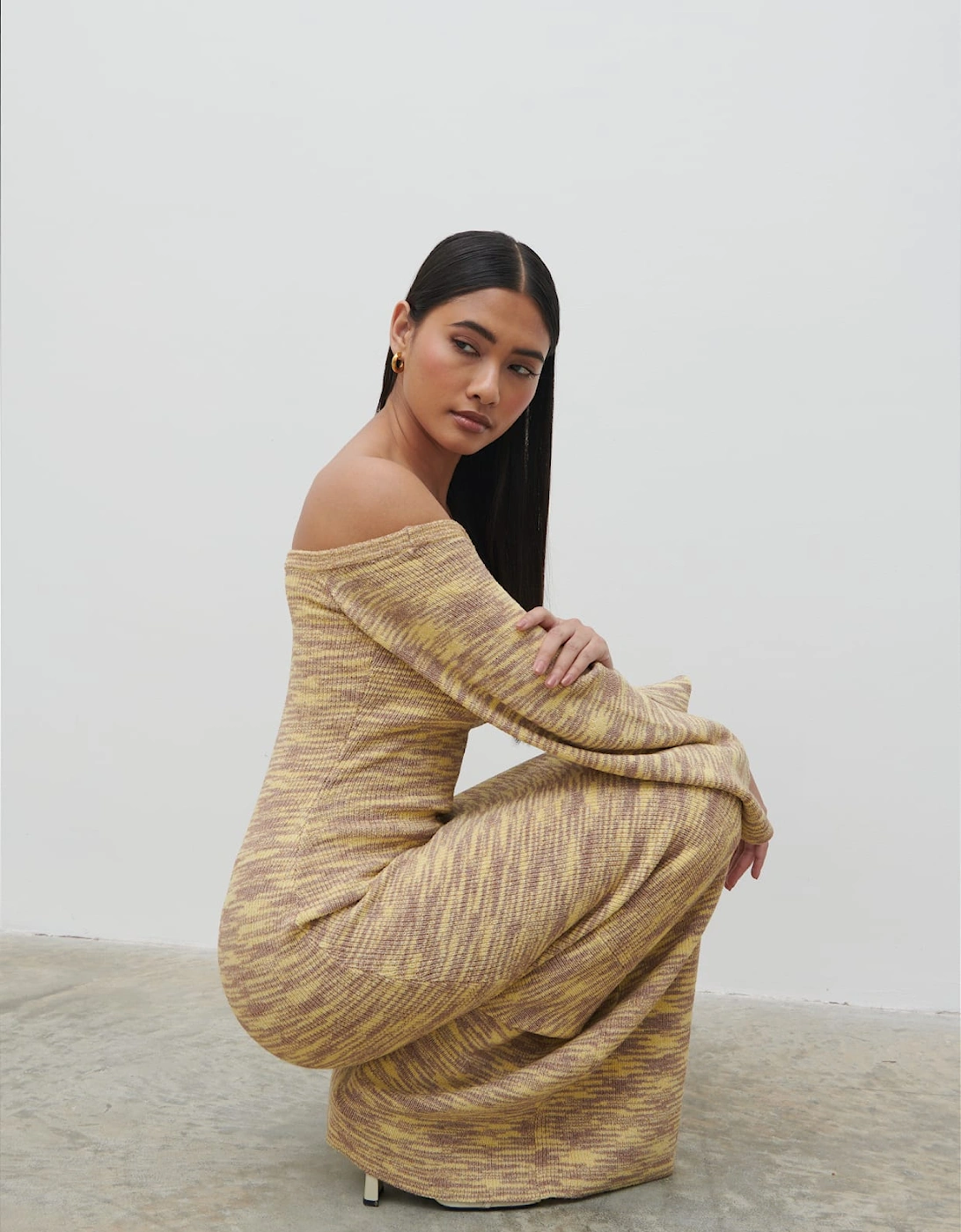 Joanna Bardot Knit Maxi Dress - Lemon Melange