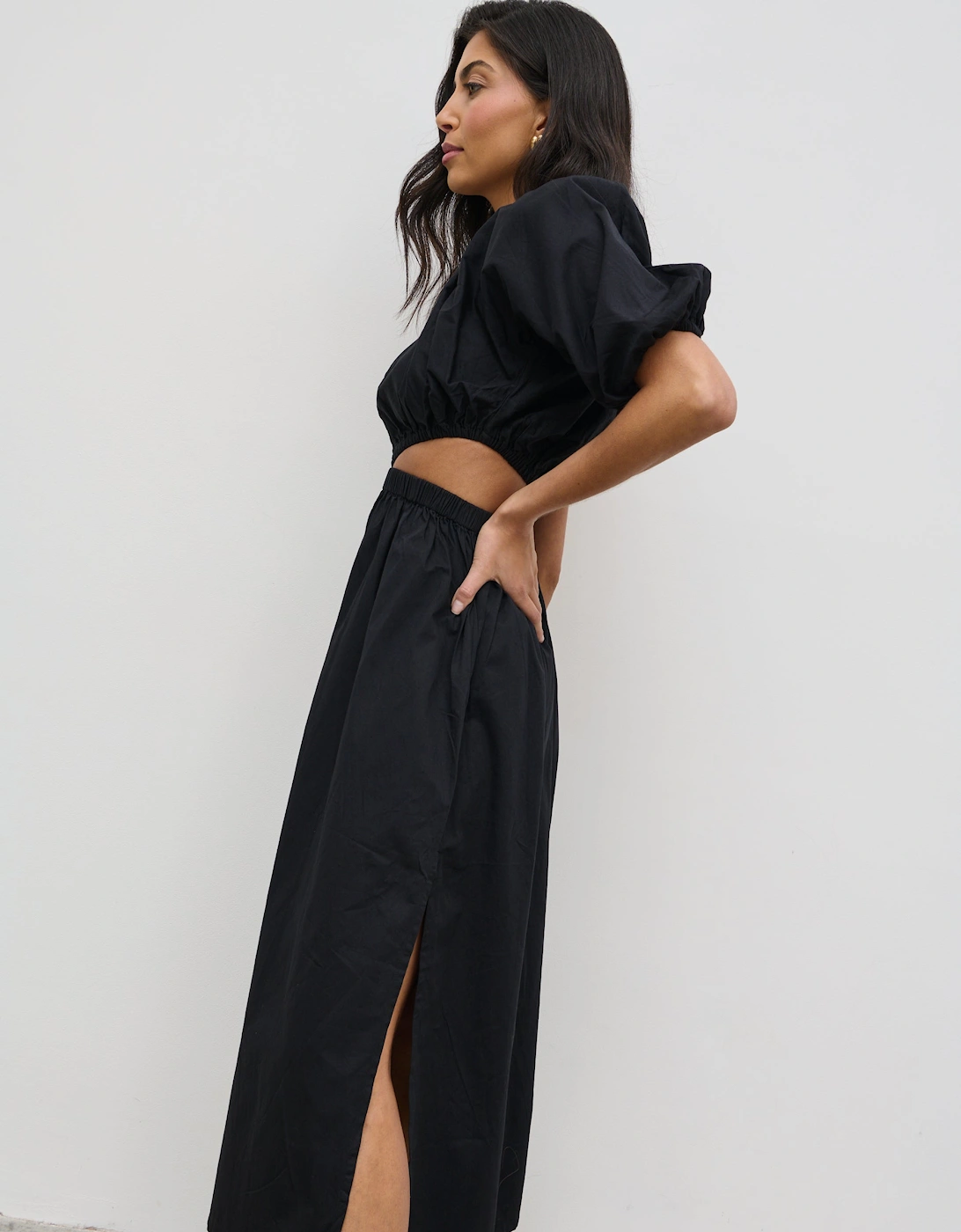 Jude Cut Out Midaxi Dress - Black