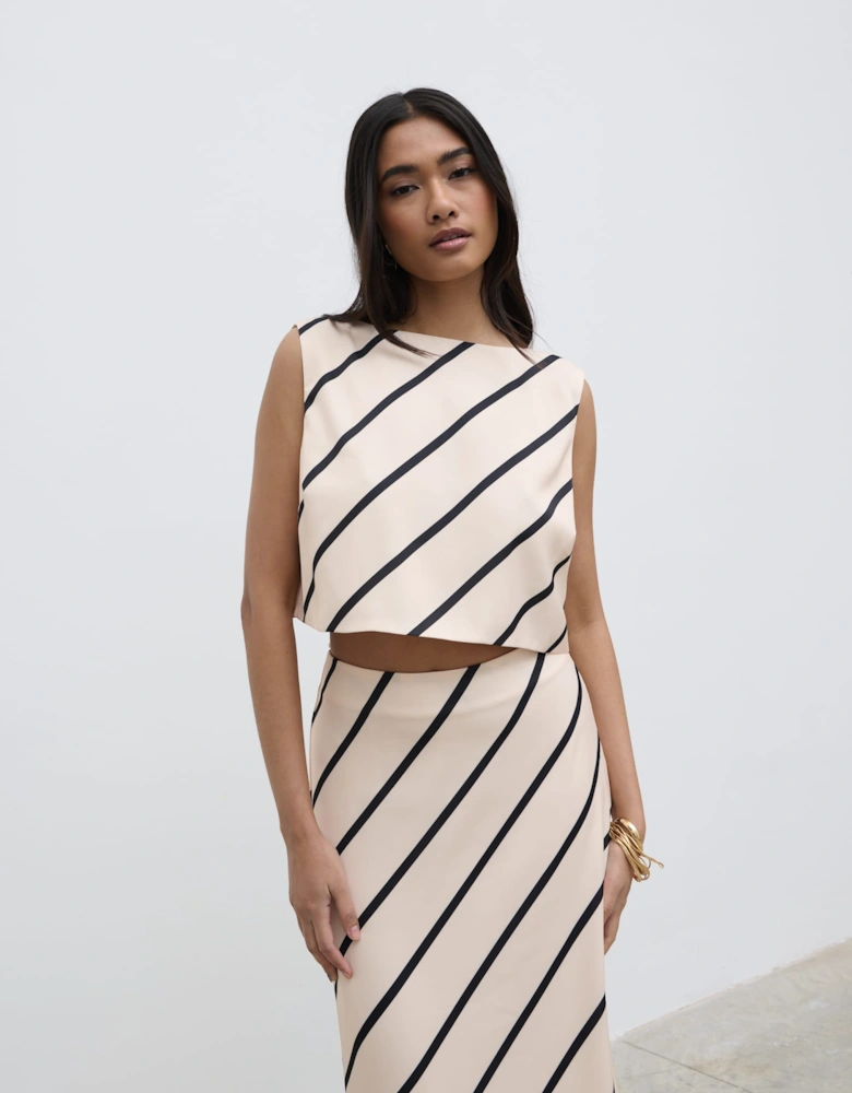 Zuri Tied Striped Top - Asymmetric Stripe