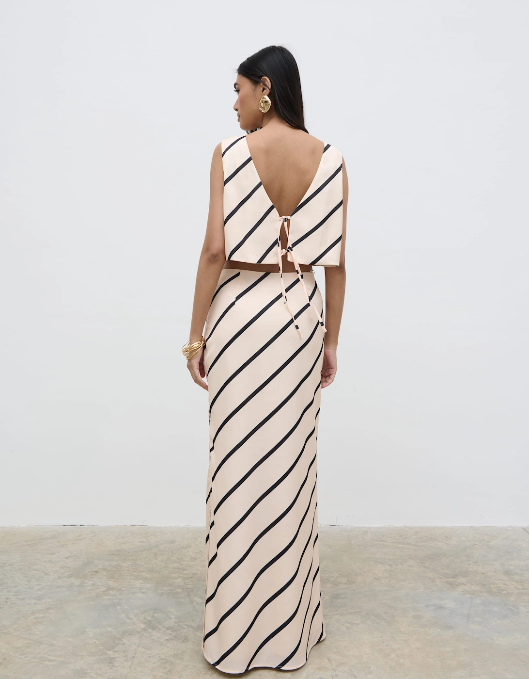 Zuri Tied Striped Top - Asymmetric Stripe