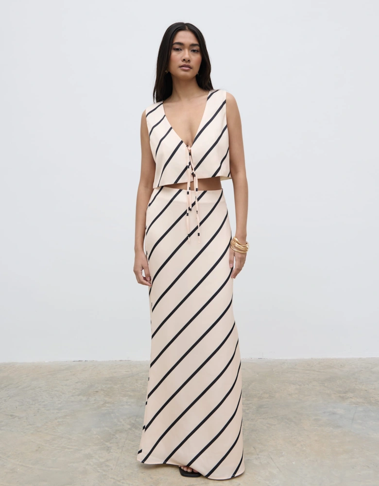 Zuri Tied Striped Top - Asymmetric Stripe