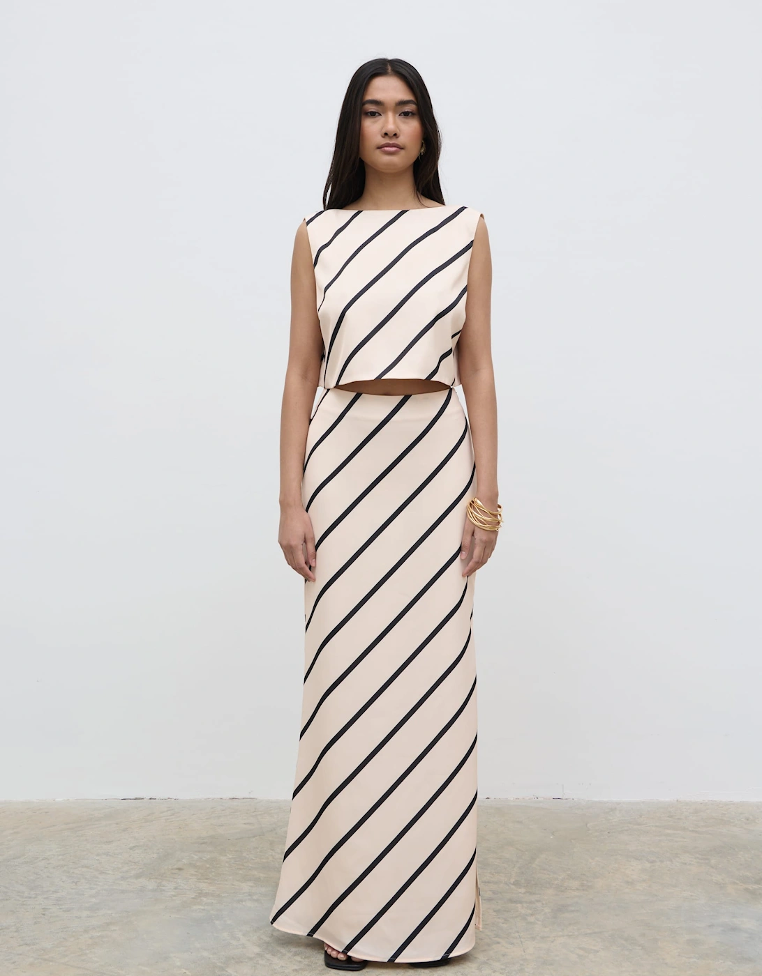 Zuri Tied Striped Top - Asymmetric Stripe