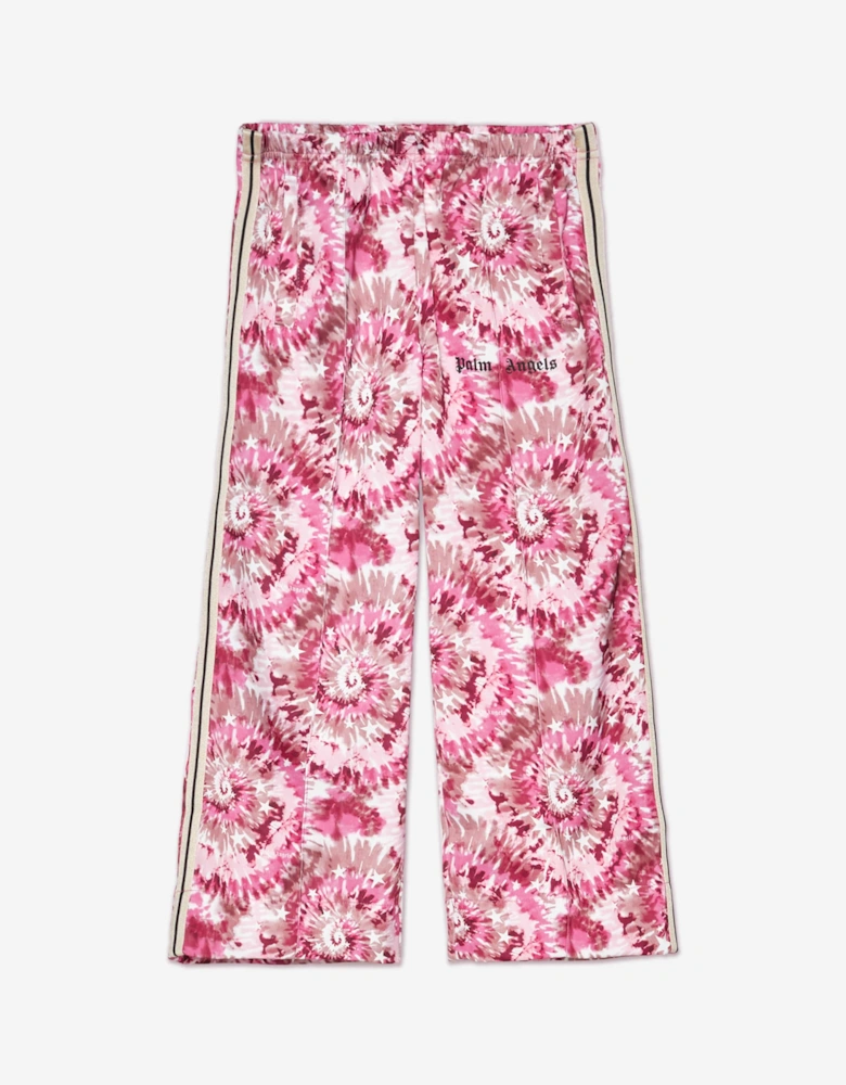 Girls AOP Tie-Dye Wide Track Pants in Pink