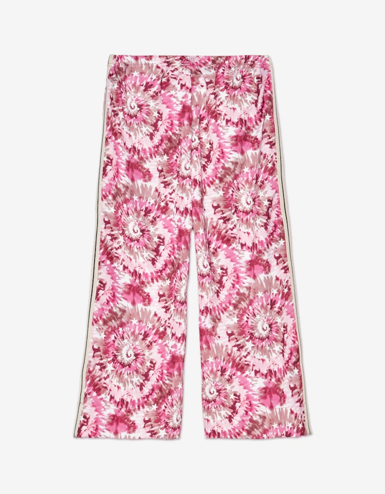 Girls AOP Tie-Dye Wide Track Pants in Pink