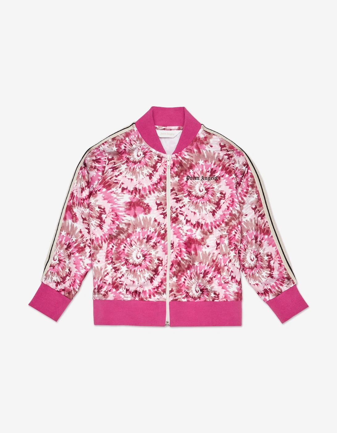 Girls AOP Palms Bomber Track Jacket in Pink, 5 of 4