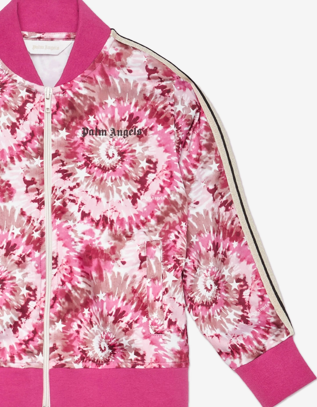 Girls AOP Palms Bomber Track Jacket in Pink