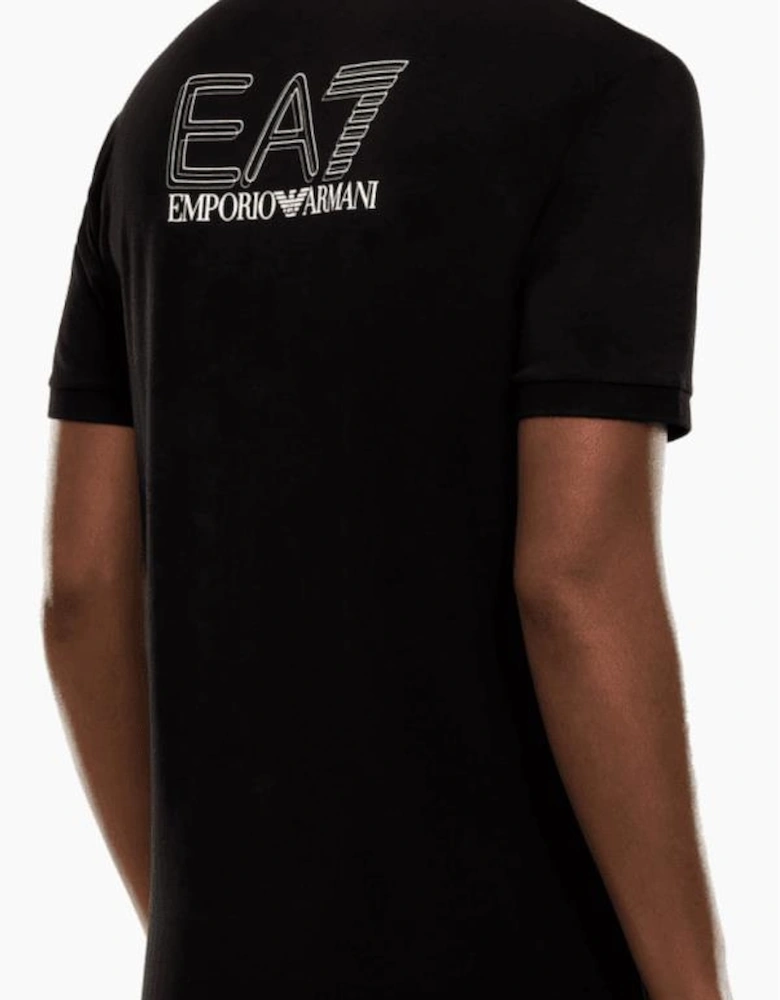 Concealed Button Up Rear Logo Black Polo Shirt