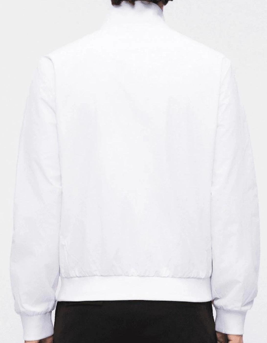 Funnel Neck Zip Up White Jacket