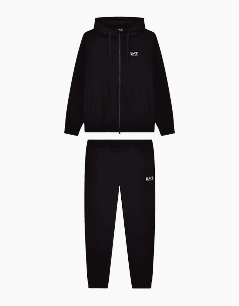 Core ID Zip Hooded Black Cotton Tracksuit