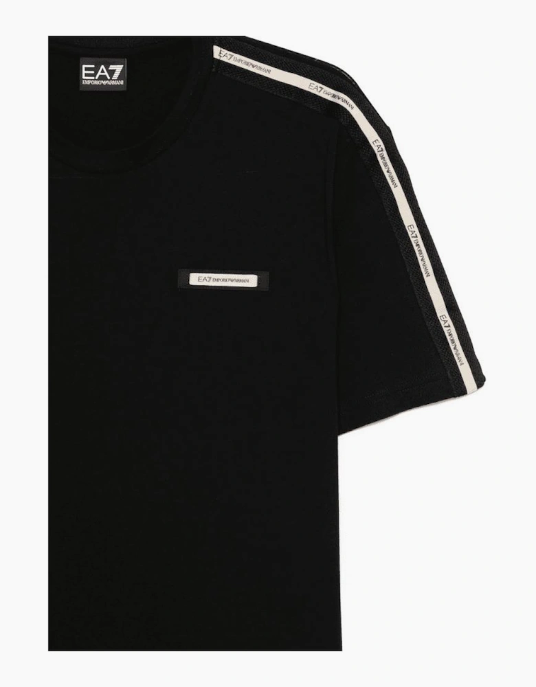 Taped Logo Slim Fit Black T-Shirt