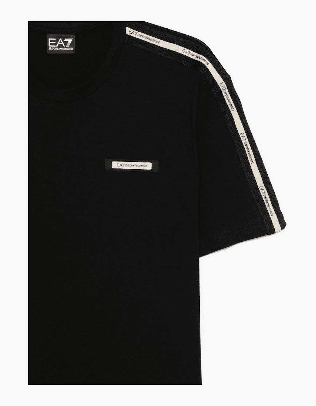 Taped Logo Slim Fit Black T-Shirt