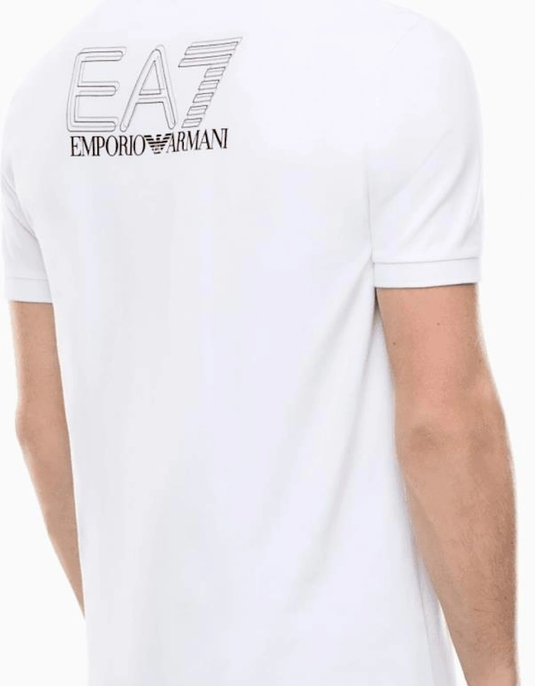 Concealed Button Up Rear Logo White Polo Shirt