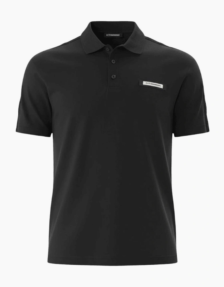 Taped Shoulder Logo Black Polo Shirt