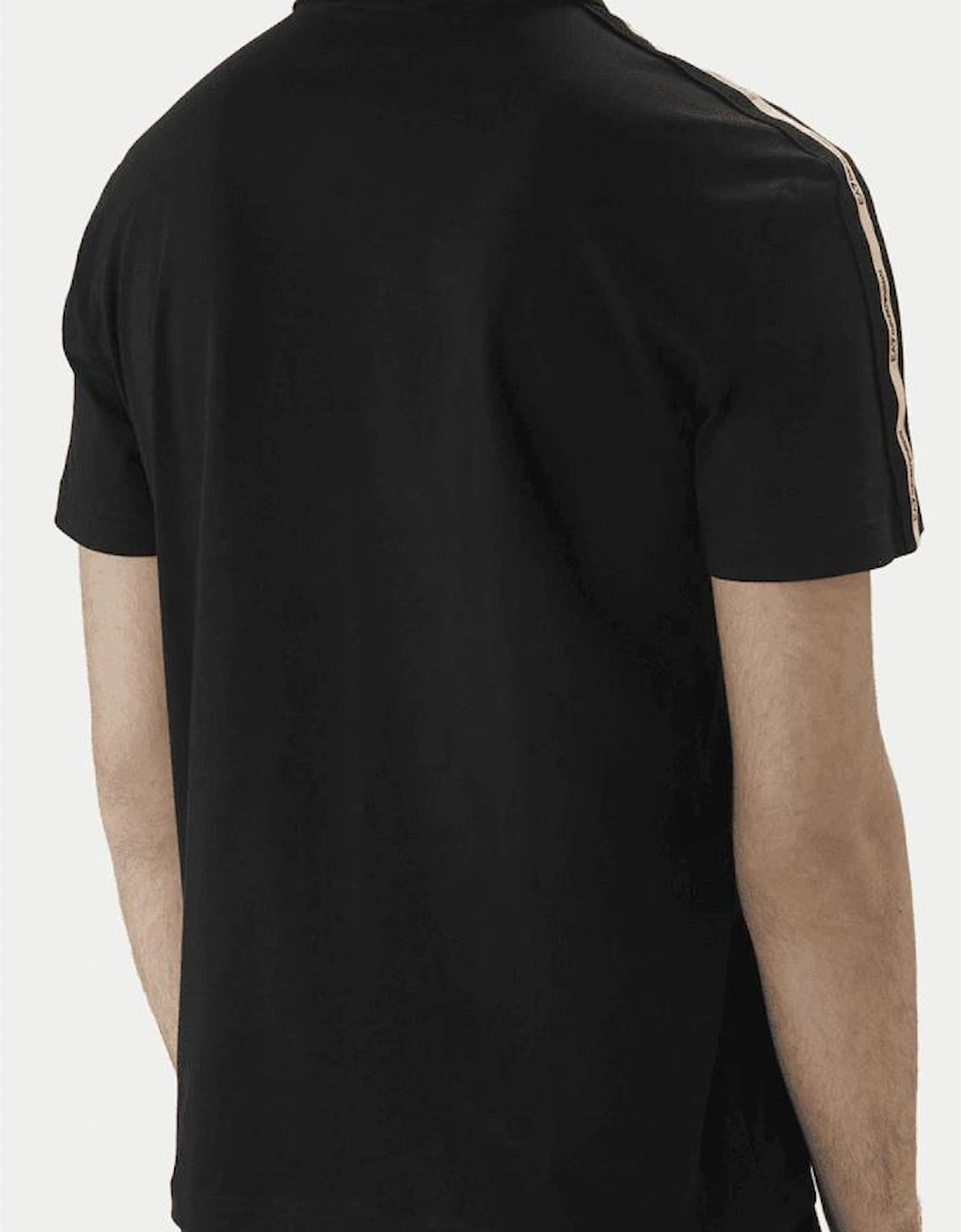 Taped Shoulder Logo Black Polo Shirt
