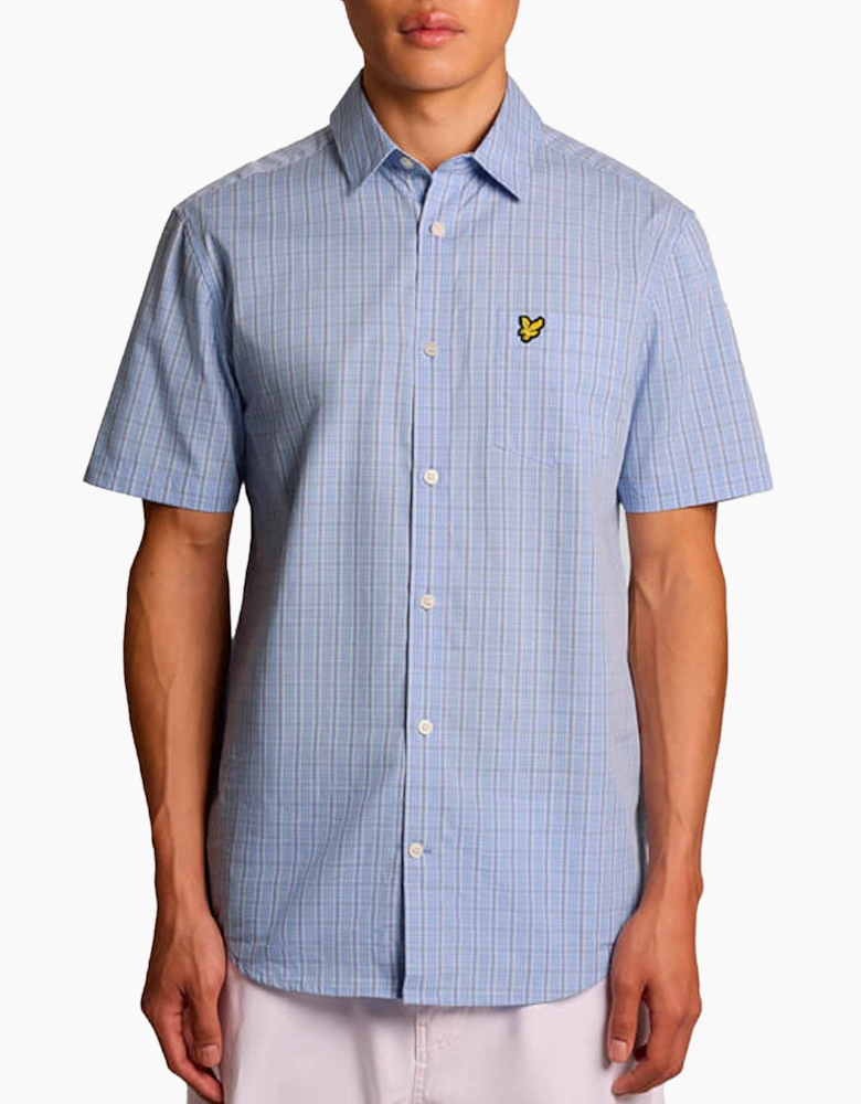 Lyle & Scott Short Sleeve Grid Check Shirt CHALK BLUE