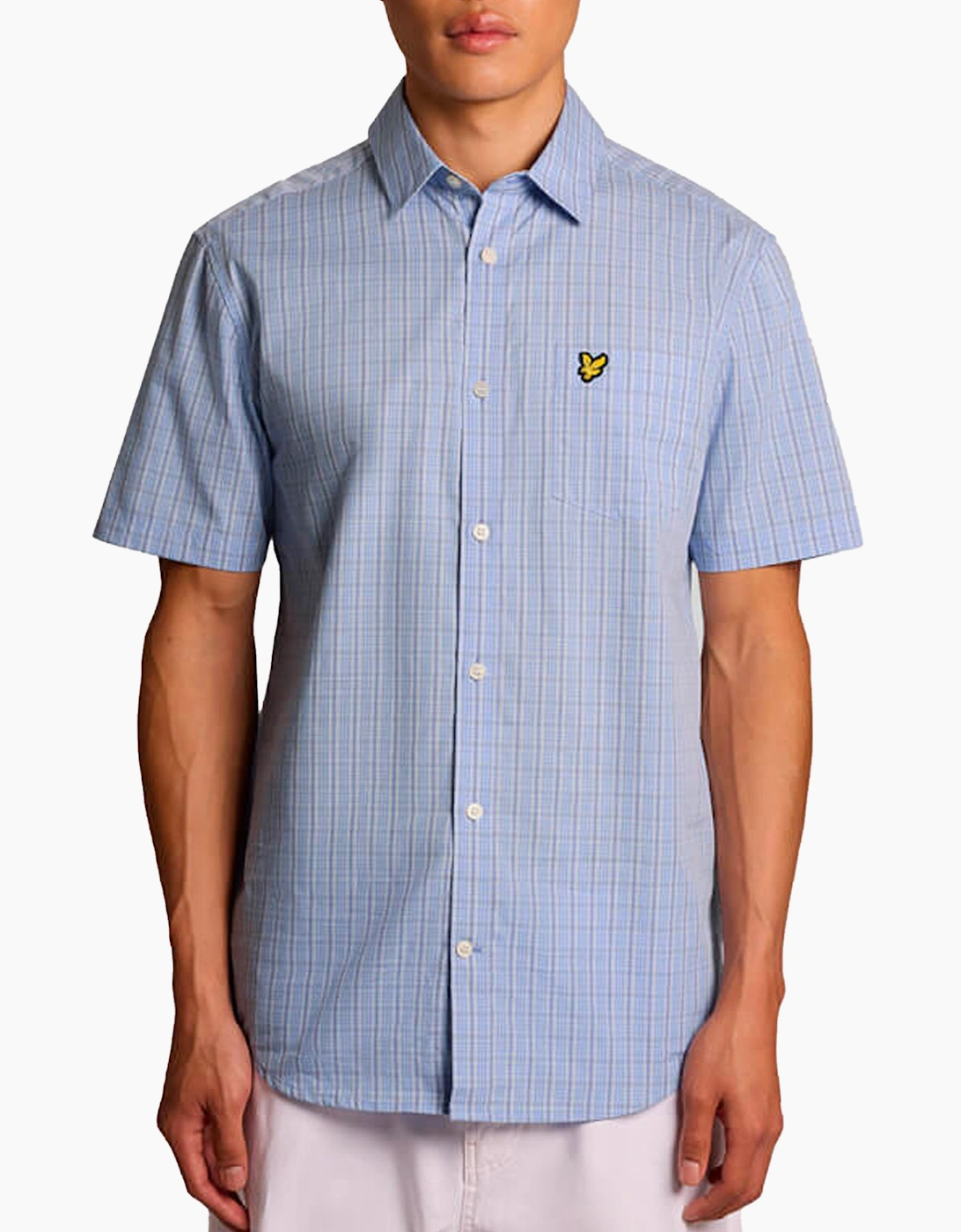 Lyle & Scott Short Sleeve Grid Check Shirt CHALK BLUE