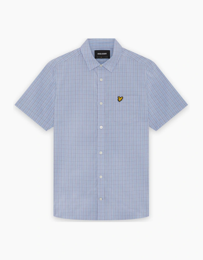 Lyle & Scott Short Sleeve Grid Check Shirt CHALK BLUE