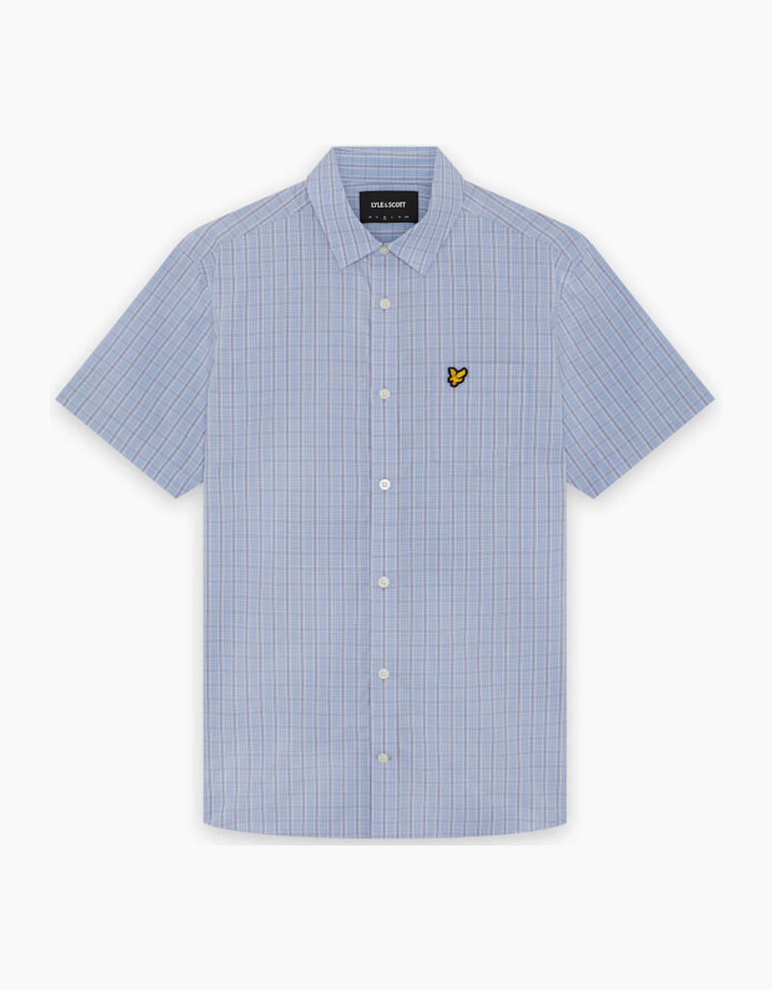 Lyle And Scott Men's Blue Lyle & Scott Short Sleeve Grid Check Shirt Chalk - Size: 44/Regular