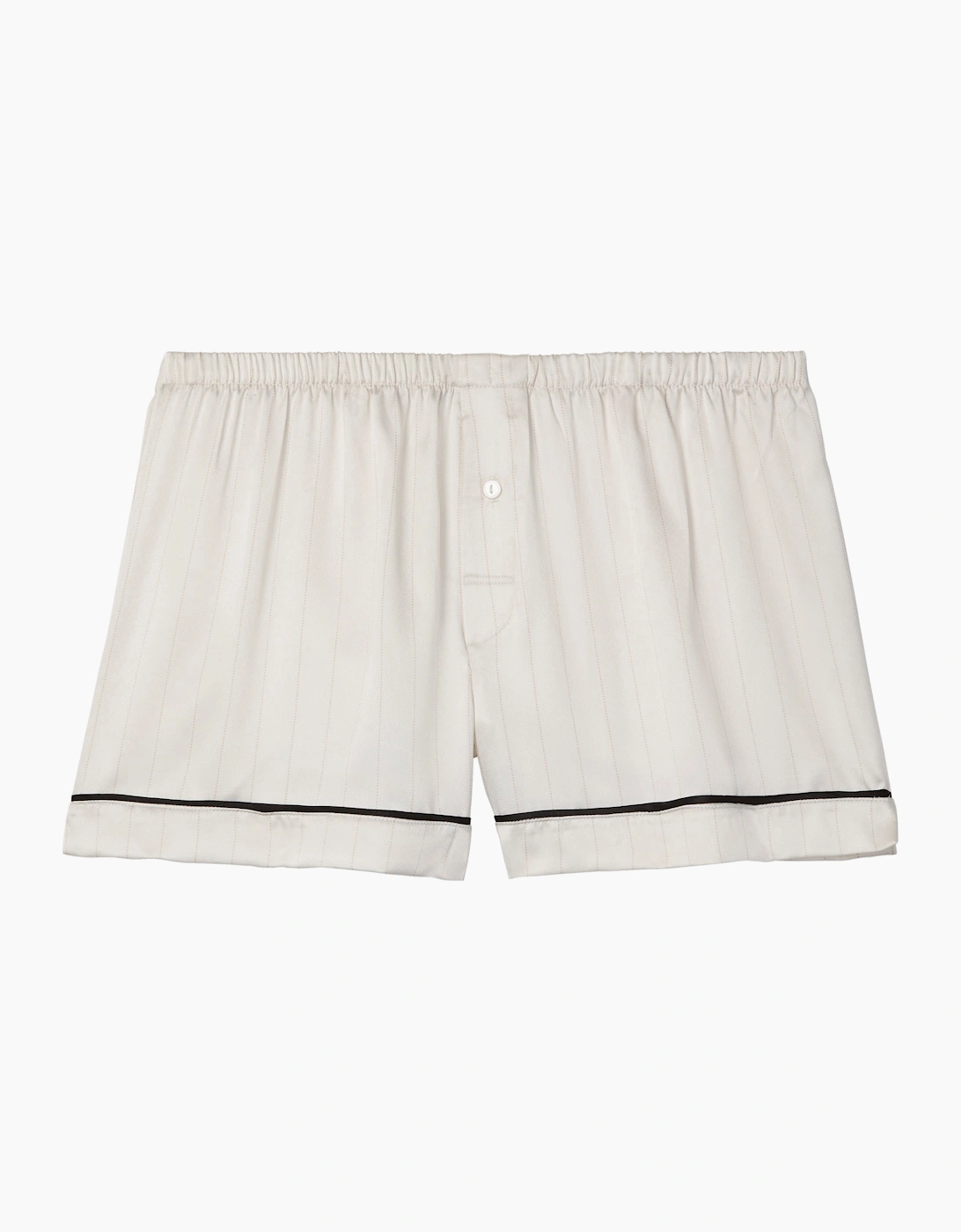 Calvin Klein SATIN SHORT Womens Shorts Dotted Logo Pinstripe Ivory
