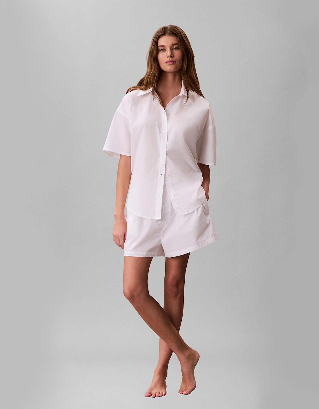 Calvin Klein COVERED WB POPLIN SHORT Womens Pyjama Bottoms Classic White