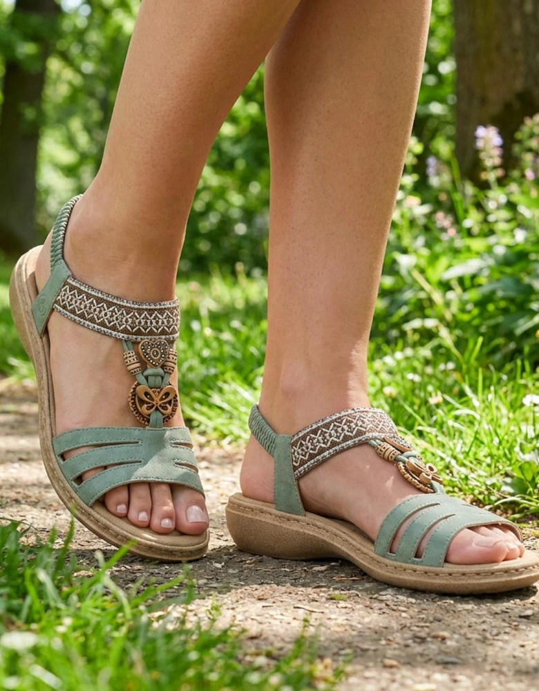Rieker 61855 Womens Slingback Sandals Green