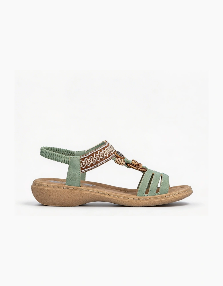 Rieker 61855 Womens Slingback Sandals Green