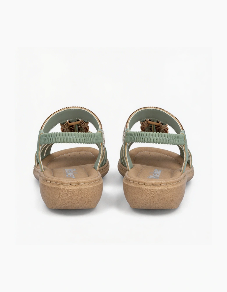 Rieker 61855 Womens Slingback Sandals Green