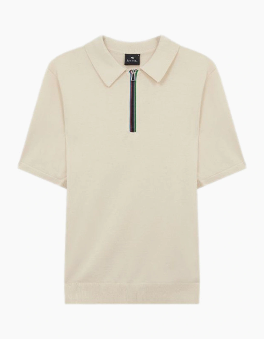PS SS Striped Zip Knitted  Polo 04 Ivory, 3 of 2
