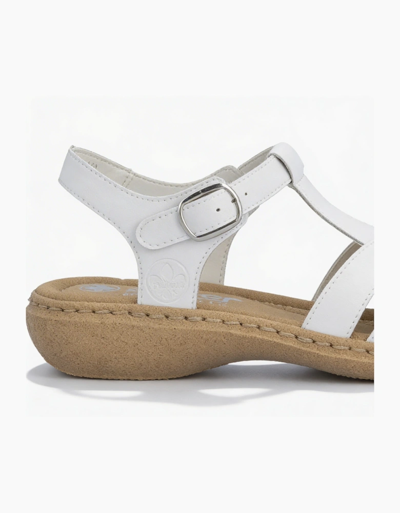 61853 Womens Ankle Strap Sandals White