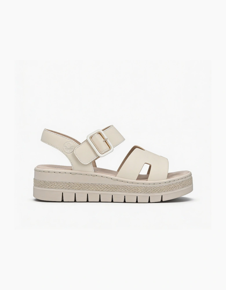 V4952 Womens Ankle Strap Sandals Beige