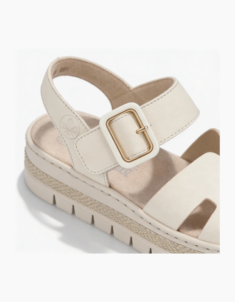 V4952 Womens Ankle Strap Sandals Beige