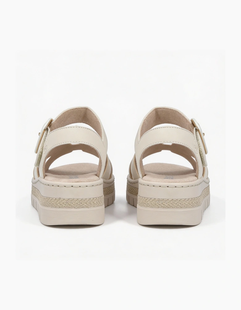 V4952 Womens Ankle Strap Sandals Beige