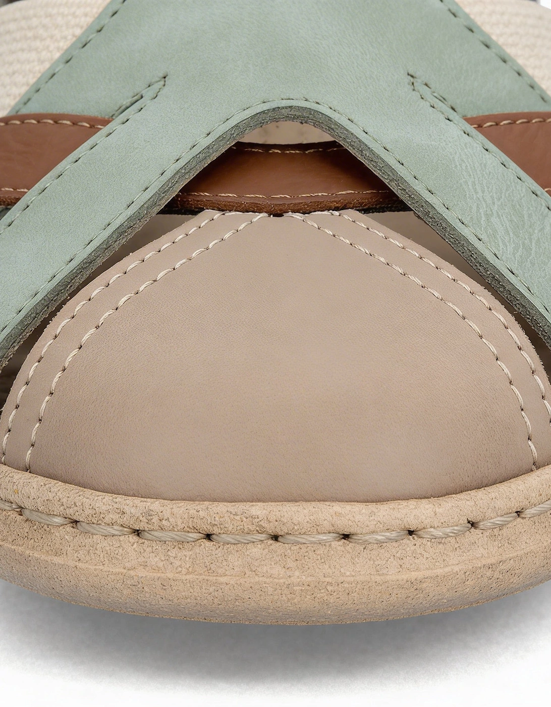 61852 Womens Ankle Strap Sandals Green