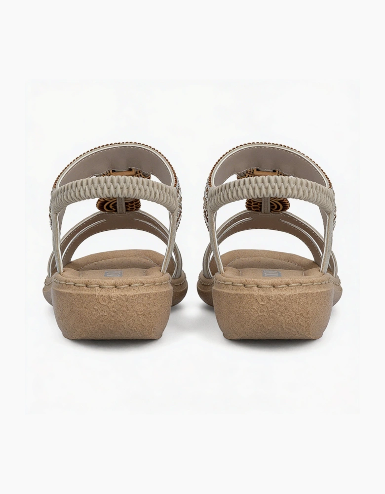 61855 Womens Slingback Sandals Cream