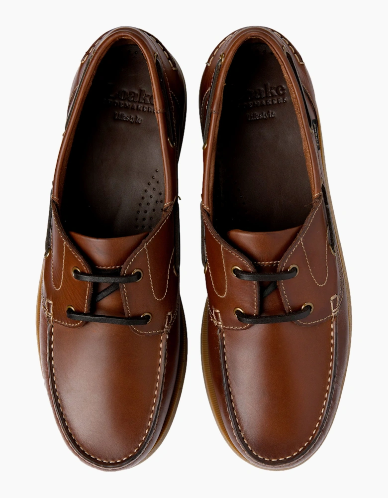 PADSTOW BOAT SHOE BROWN WAXY