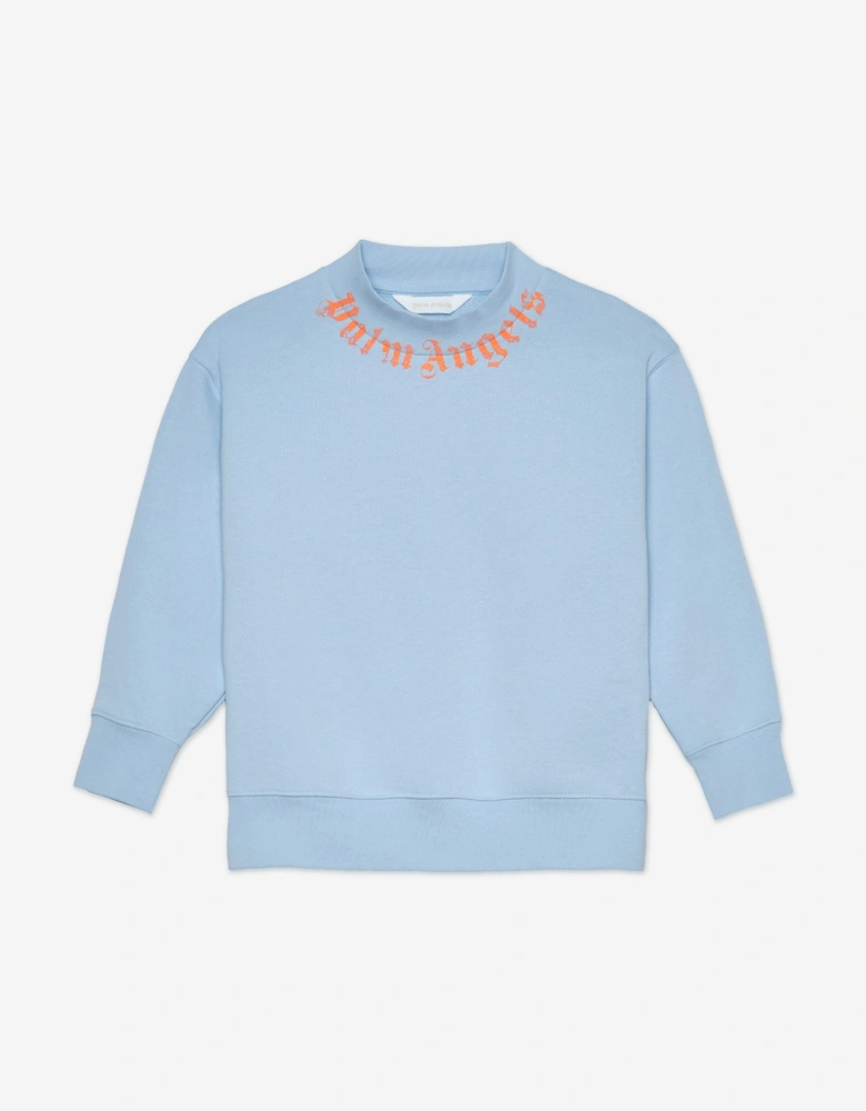 Boys Neck Logo Brushed Regular Sweatshirt in Blue