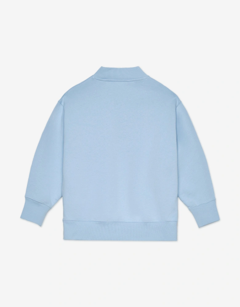 Boys Neck Logo Brushed Regular Sweatshirt in Blue