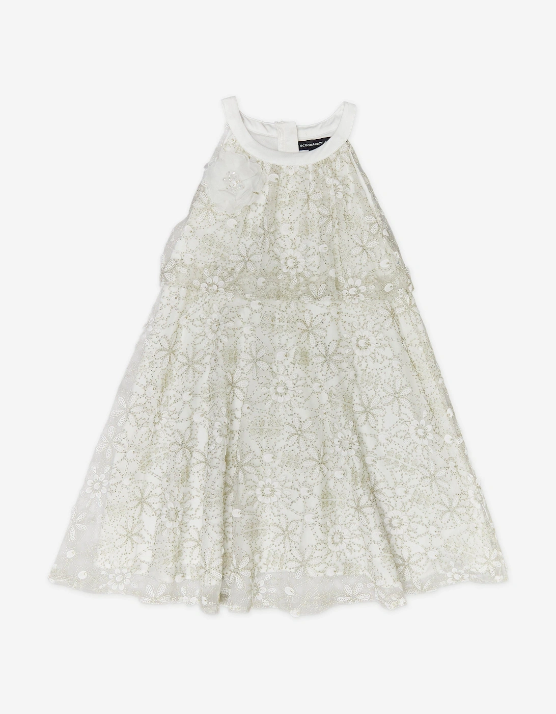 BCBGMAXAZRIA Girls Embroidered Floral Lace Dress in Ivory, 6 of 5